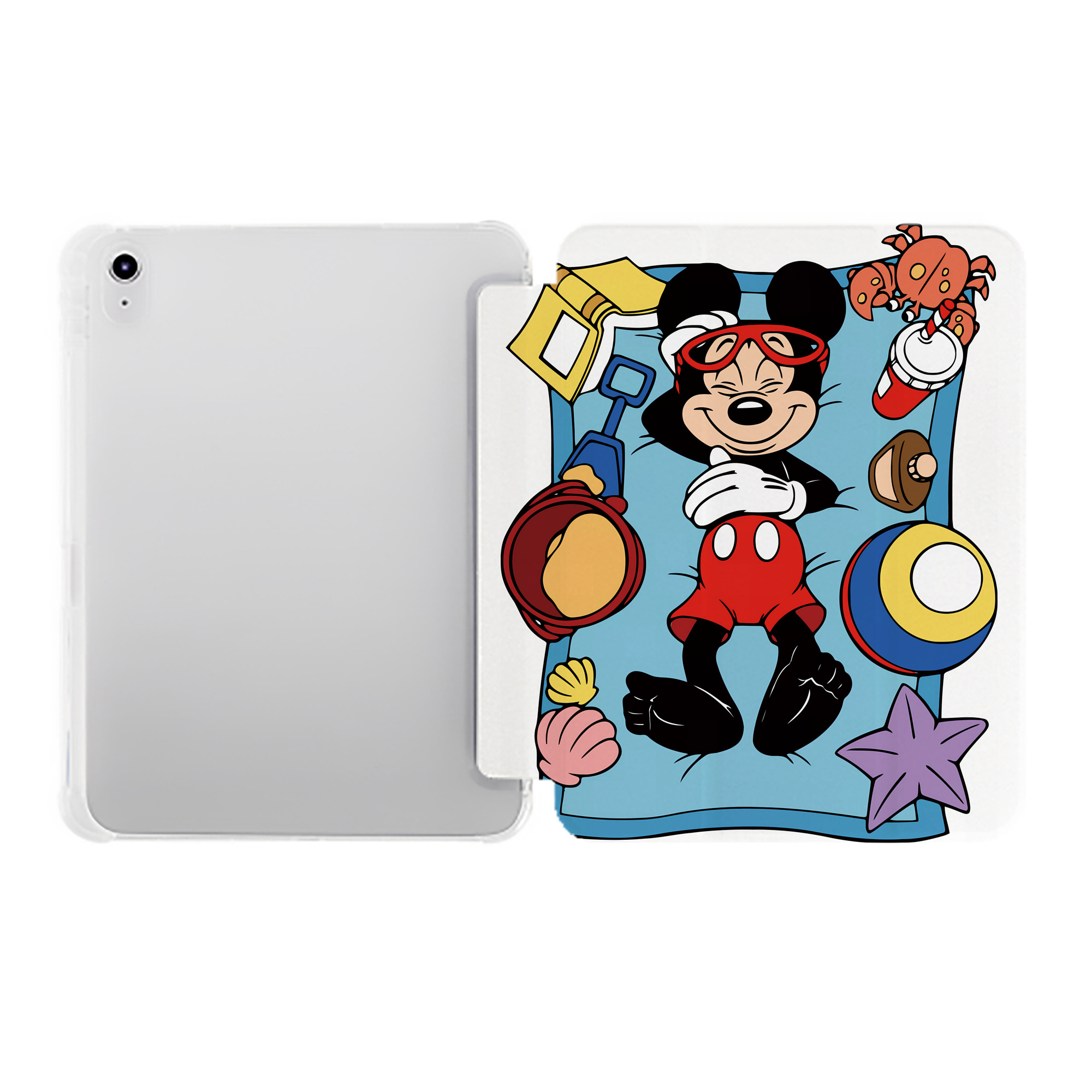 （画像用） ミッキーマウス Mickey Mouse IPad ケース ペン収納付き 三つ折りスタンド PUレザー×シリコン 対応機種9.5/10.5/10.9インチ